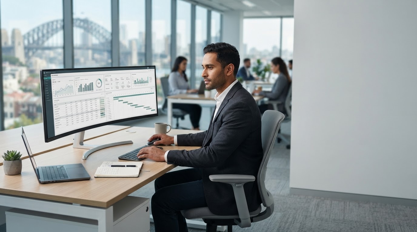 Paramount data analysis dashboard used by a remote investor while travelling